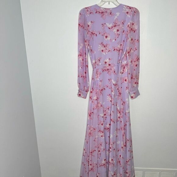 Lulu’s My Whole Heart Lavender Floral Print Long Sleeve Wrap Dress Size Small - Picture 11 of 11